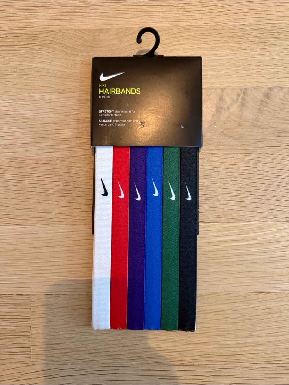 Nike 6-Pack Hairbands — White, Red, Purple, Blue, Green, Black